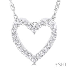 1/10 Ctw Heart Shape Round Cut Diamond Pendant With Chain in 14K White Gold