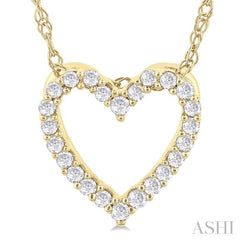 1/10 Ctw Heart Shape Round Cut Diamond Pendant With Chain in 10K Yellow Gold