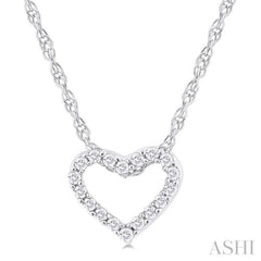 1/20 Ctw Heart Shape Round Cut Diamond Pendant With Chain in 14K White Gold