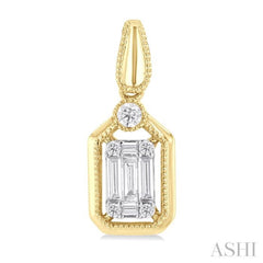 1/3 Ctw Fusion Baguette and Round Cut Diamond Fashion Earrings in 14K Yellow and White Gold