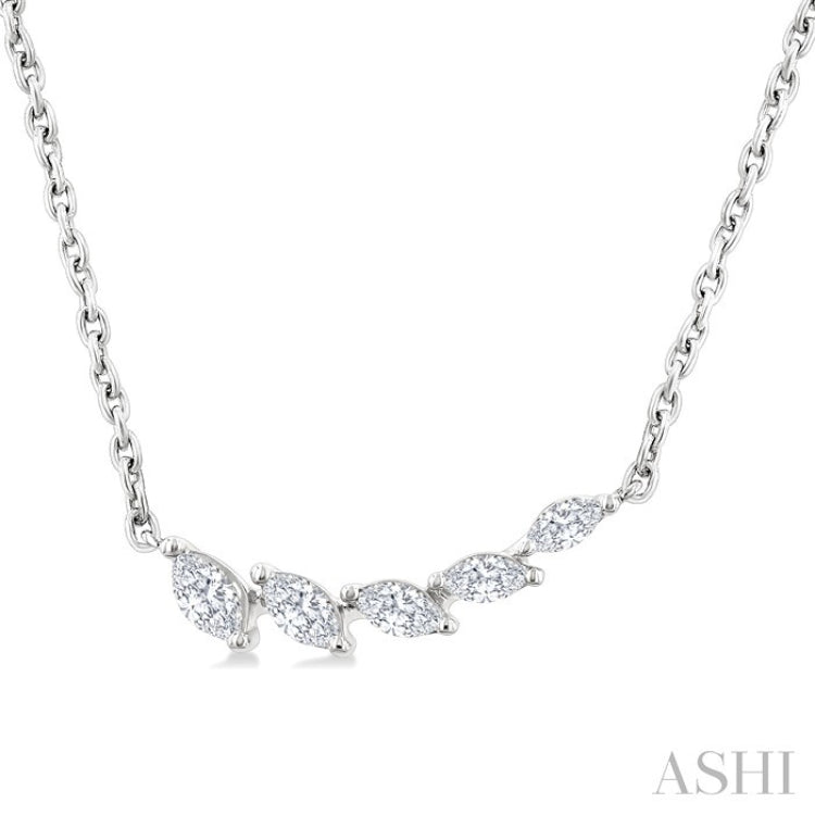 1/3 Ctw Graduated Marquise Cut Diamond Fashion Necklace in 14K White Gold