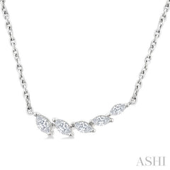 1/3 Ctw Graduated Marquise Cut Diamond Fashion Necklace in 14K White Gold