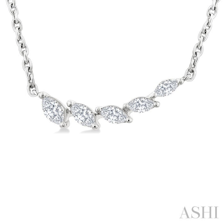 1/3 Ctw Graduated Marquise Cut Diamond Fashion Necklace in 14K White Gold