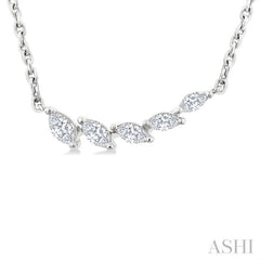 1/3 Ctw Graduated Marquise Cut Diamond Fashion Necklace in 14K White Gold