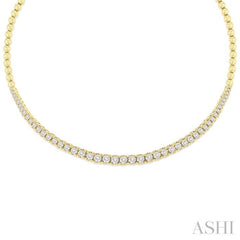 2 1/10 Ctw Round Cut Diamond Choker Necklace in 14K Yellow Gold