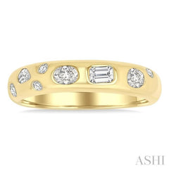 1/3 Ctw Bezel Set Mixed Cut Diamond Mosaic Fashion Band in 14K Yellow Gold
